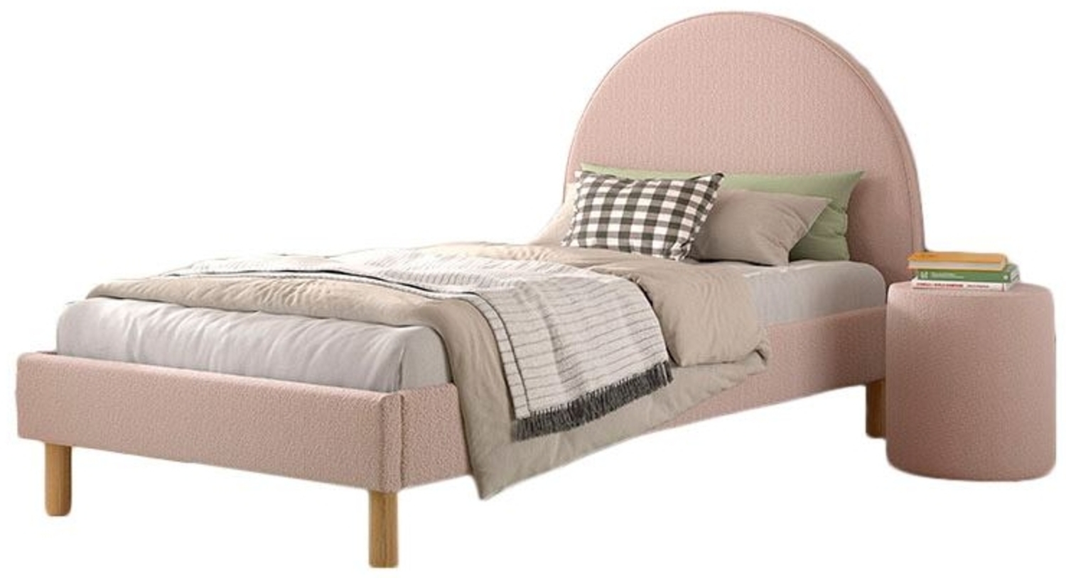 Polsterbett mit Hocker Karlotta 97x212x107 Holzwerkstoff Rosa Bild 1