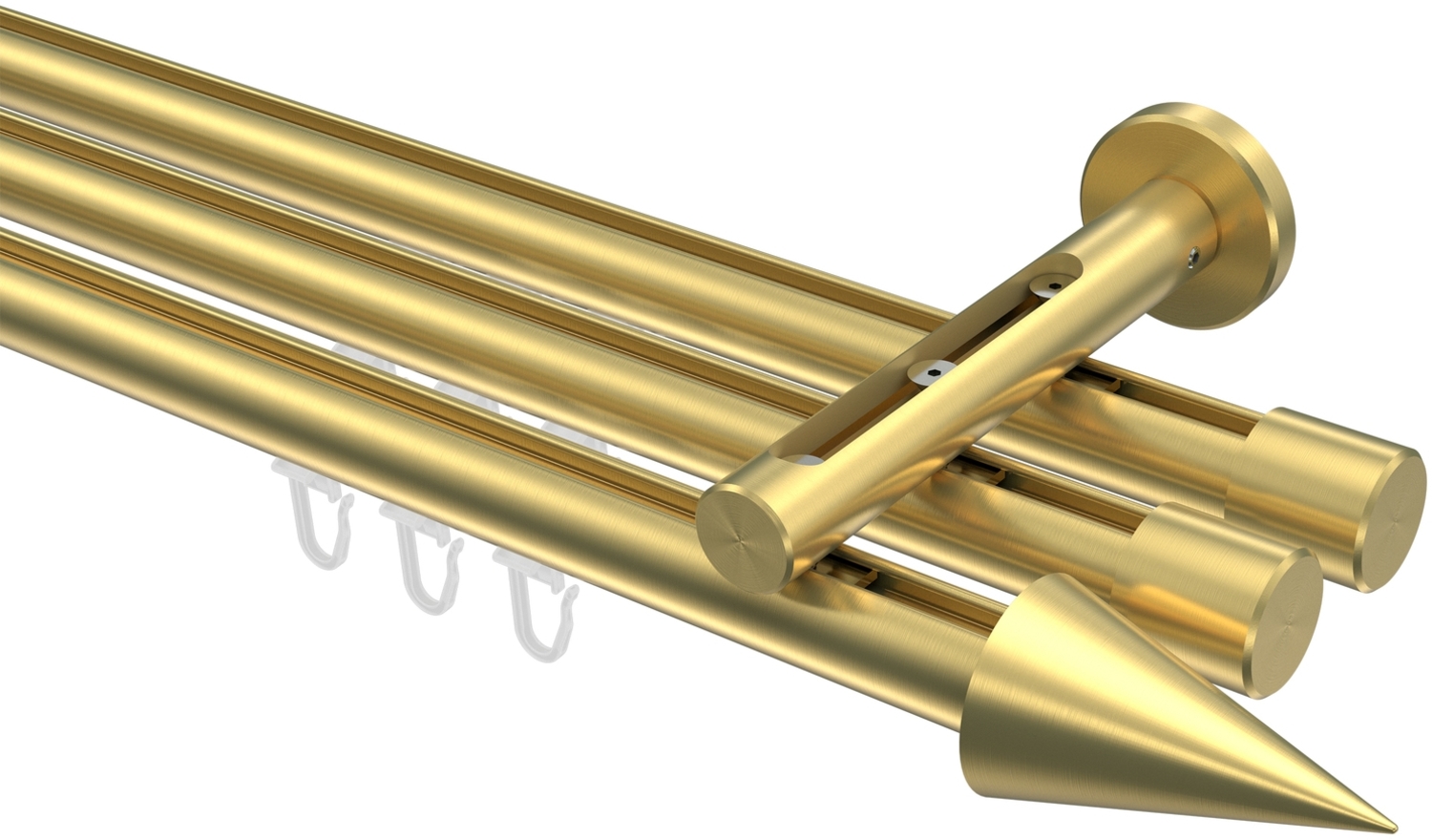 Innenlauf-Gardinenstangen-Set Siteno Savio 400 cm (geteilt in 2 x 200 cm), 3-läufig, 20 mm Ø Messing-Optik Bild 1