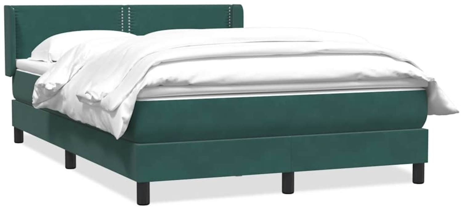 vidaXL Boxspringbett mit Matratze Dunkelgrün 140x210 cm Samt 3318030 Bild 1
