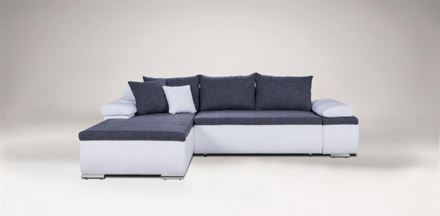 Ecksofa Camilla L-Form Kuntleder Weiß / Stoff Grau Bild 1