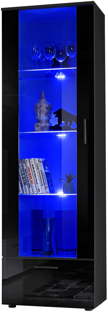 99rooms Teka Vitrine III Schwarz Schwarz Hochglanz Blau Bild 1