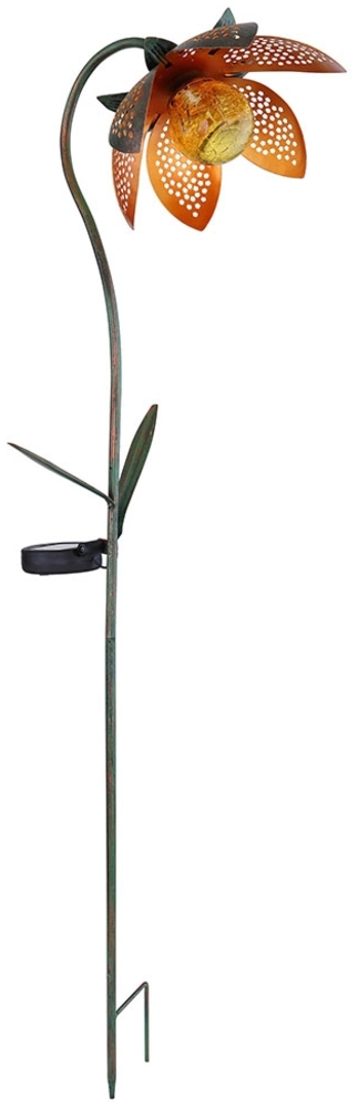 LED Solarleuchte, Blume, Crackle-Glas, Kugel, H 90 cm Bild 1
