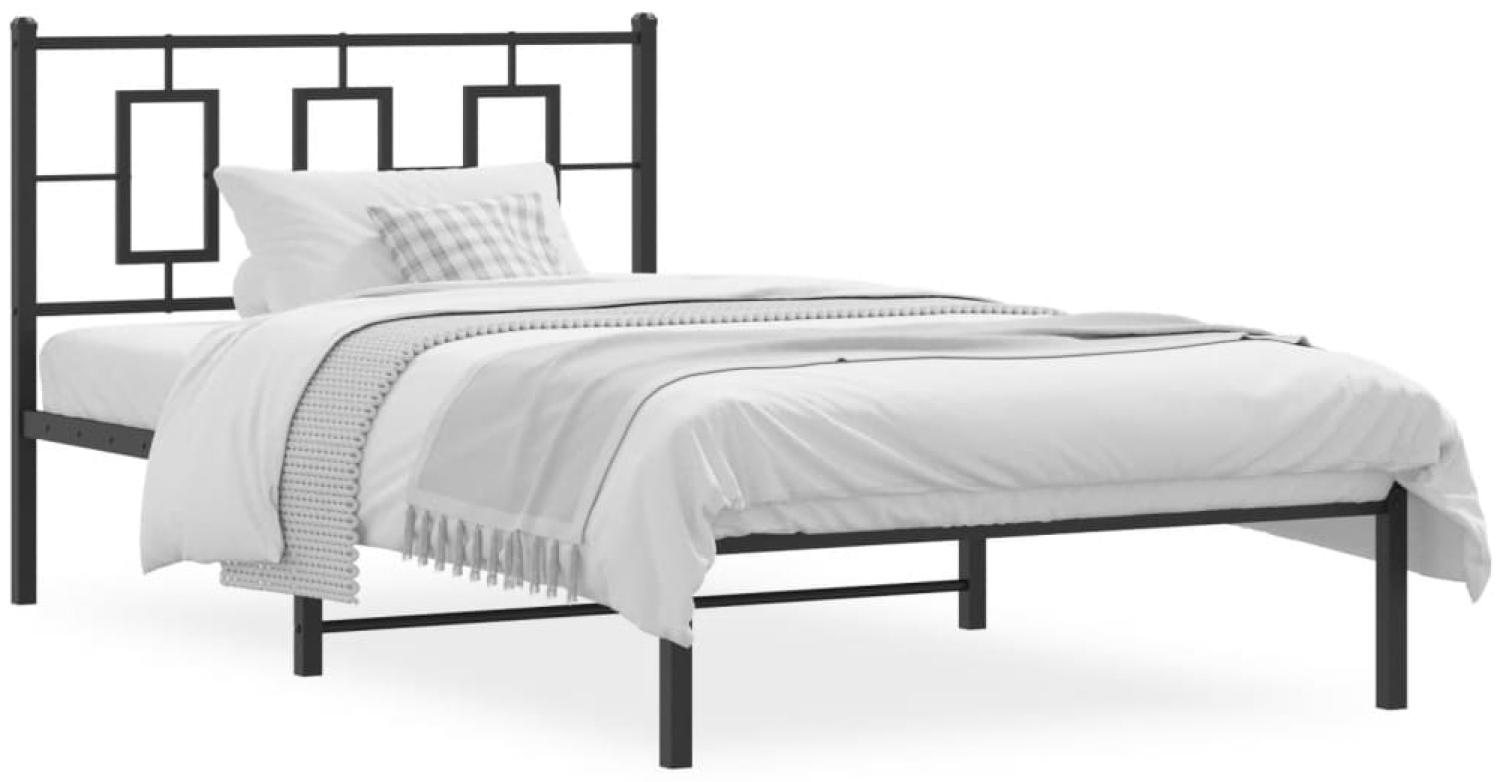 vidaXL Bettgestell mit Kopfteil Metall Schwarz 107x203 cm 374237 Bild 1