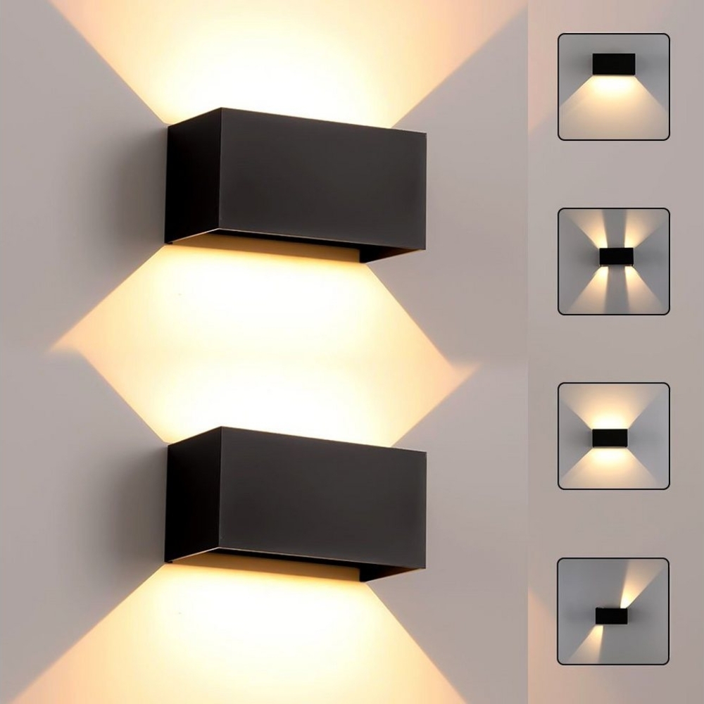 oyajia Wandleuchte Modern Quader LED Wandlampe 12W,Außen/Innen Aluminium-Wandleuchte 20cm, LED fest integriert, Warmweiß, Verstellbarer Strahl, IP65 Wasserdicht für Wohnzimmer, Hallen, Hotel Bild 1