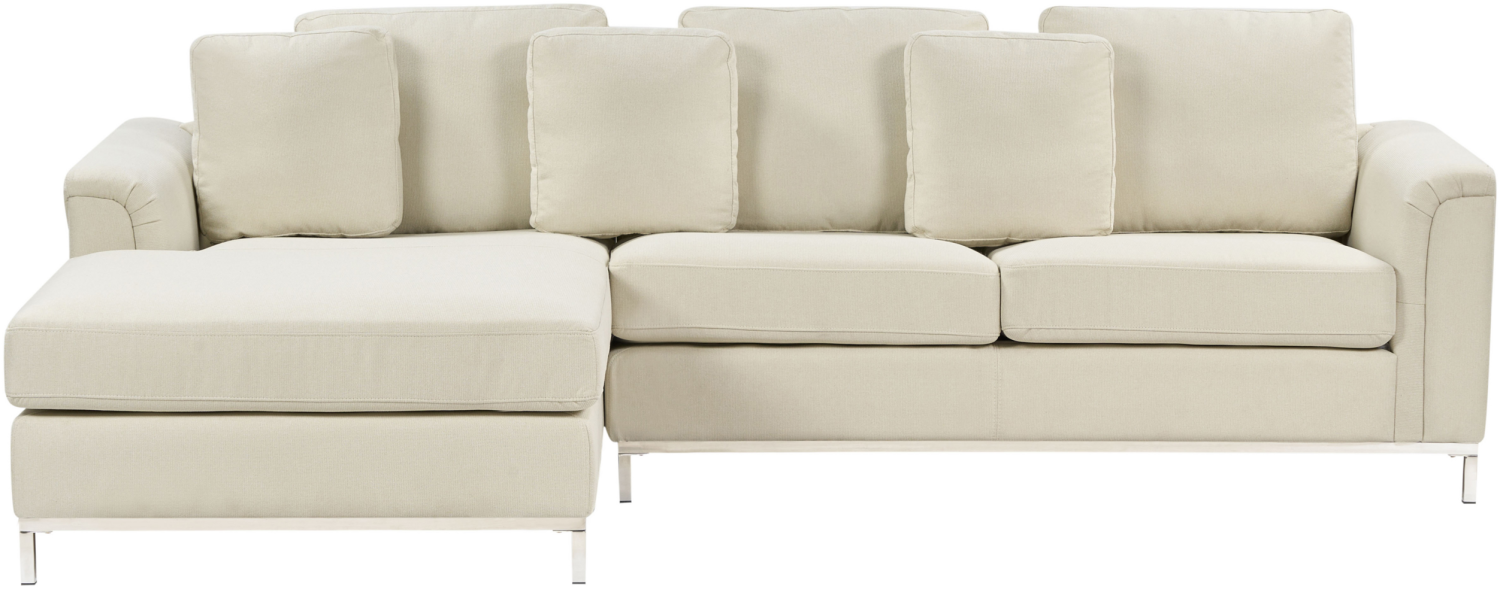 Ecksofa Polsterbezug beige rechtsseitig OSLO Bild 1