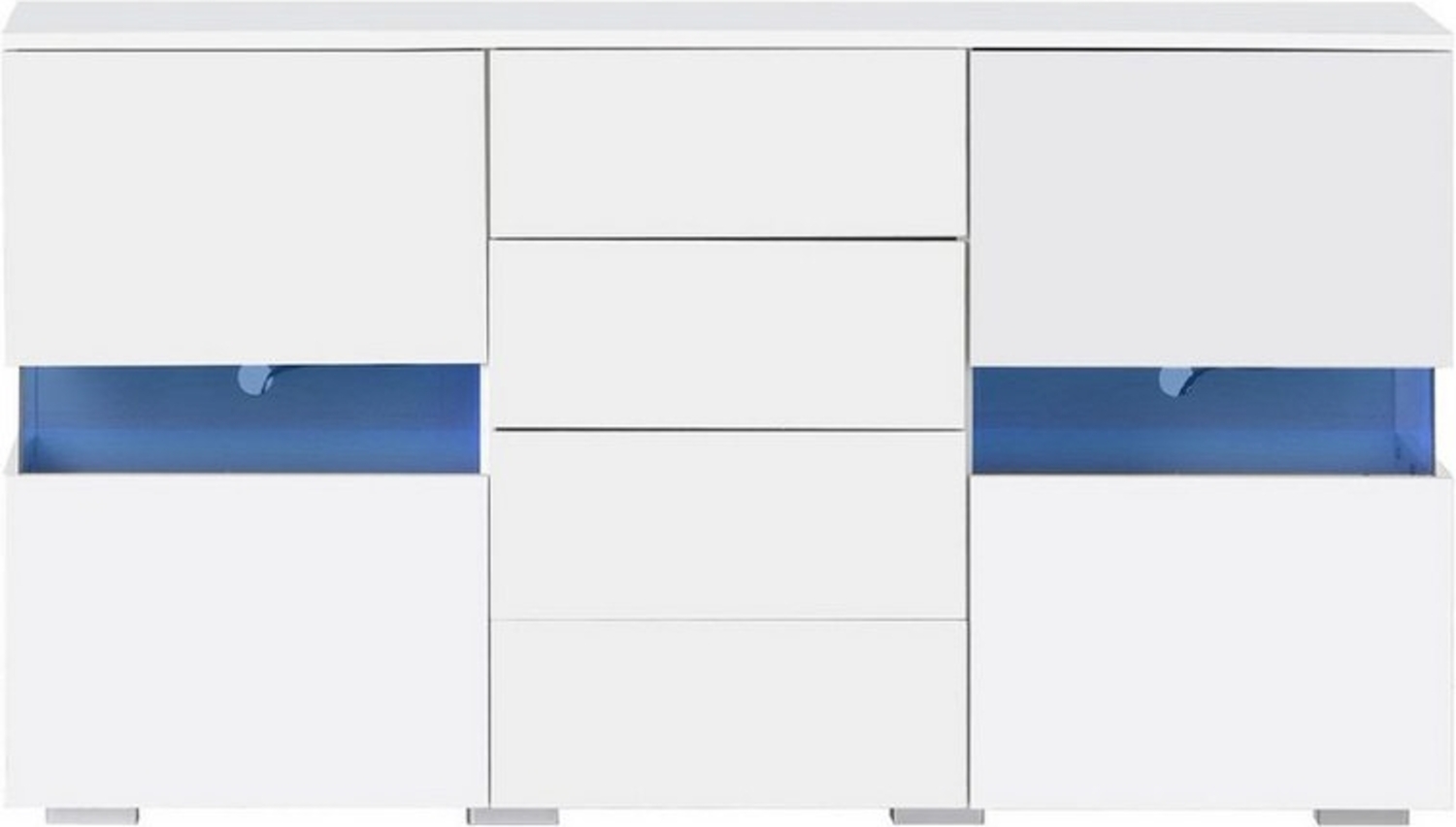 DOPWii Sideboard Hochglanz Weiß Sideboard,Lagerung Schrank, mit 16 Farben LED-Leuchten, für Esszimmer Wohnzimmer Bild 1