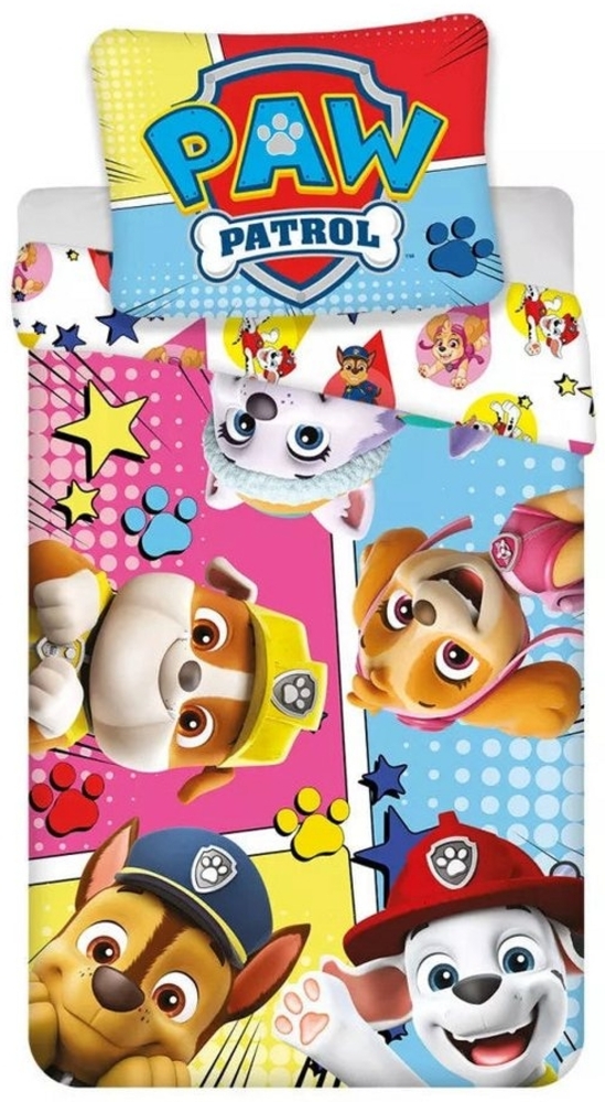 PAW PATROL Kinderbettwäsche Bett Wäsche Set Bettbezug Blau Jungen Wendebettwäsche 100×135cm, angenehmes Hautgefühl Bild 1