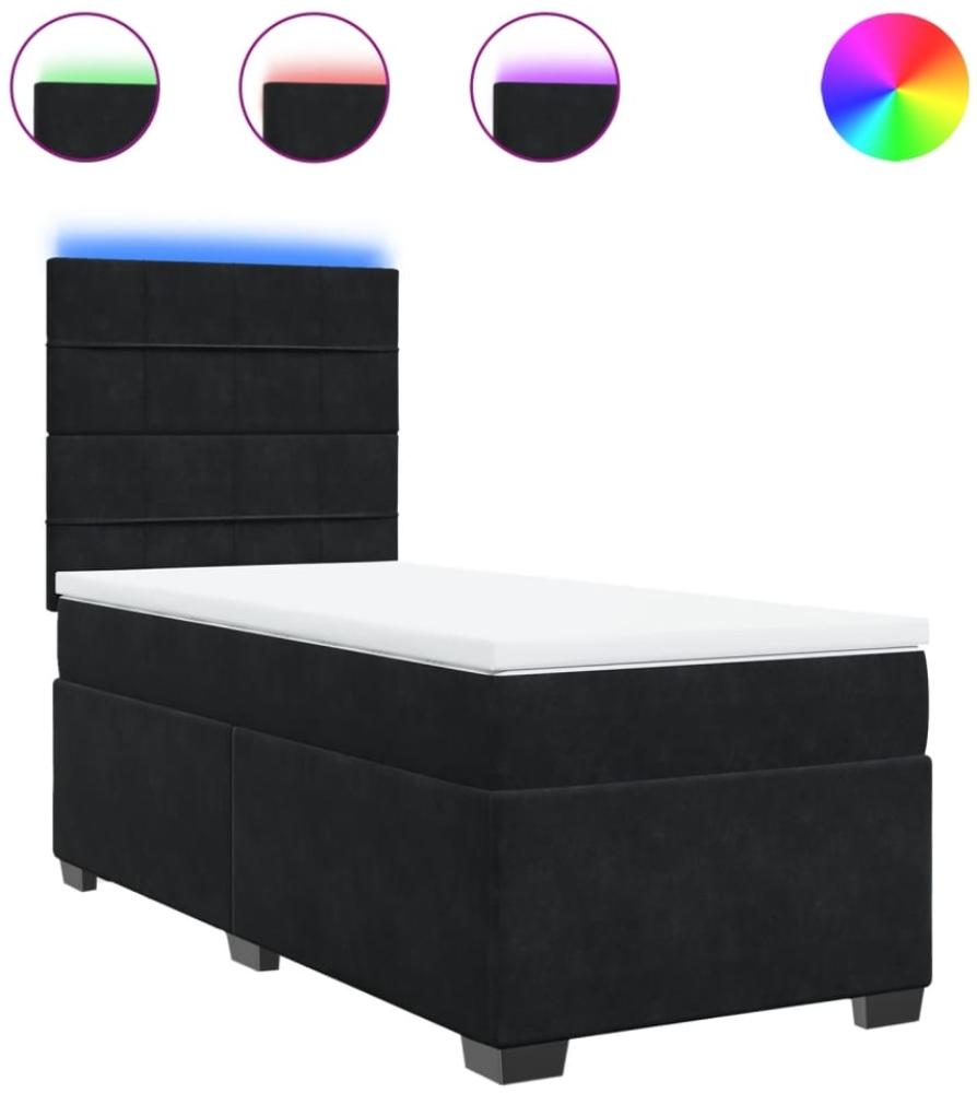 vidaXL Boxspringbett mit Matratze Schwarz 90x190 cm Samt 3293088 Bild 1