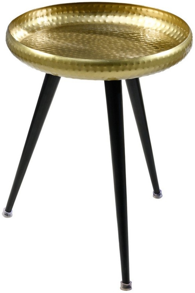 riess-ambiente Beistelltisch ORIENT 50cm messing gold / schwarz · Wohnzimmertisch aus Metall (Einzelartikel, 1-St), orientalischer Teetisch · rund · handmade · Hammerschlag Design Bild 1