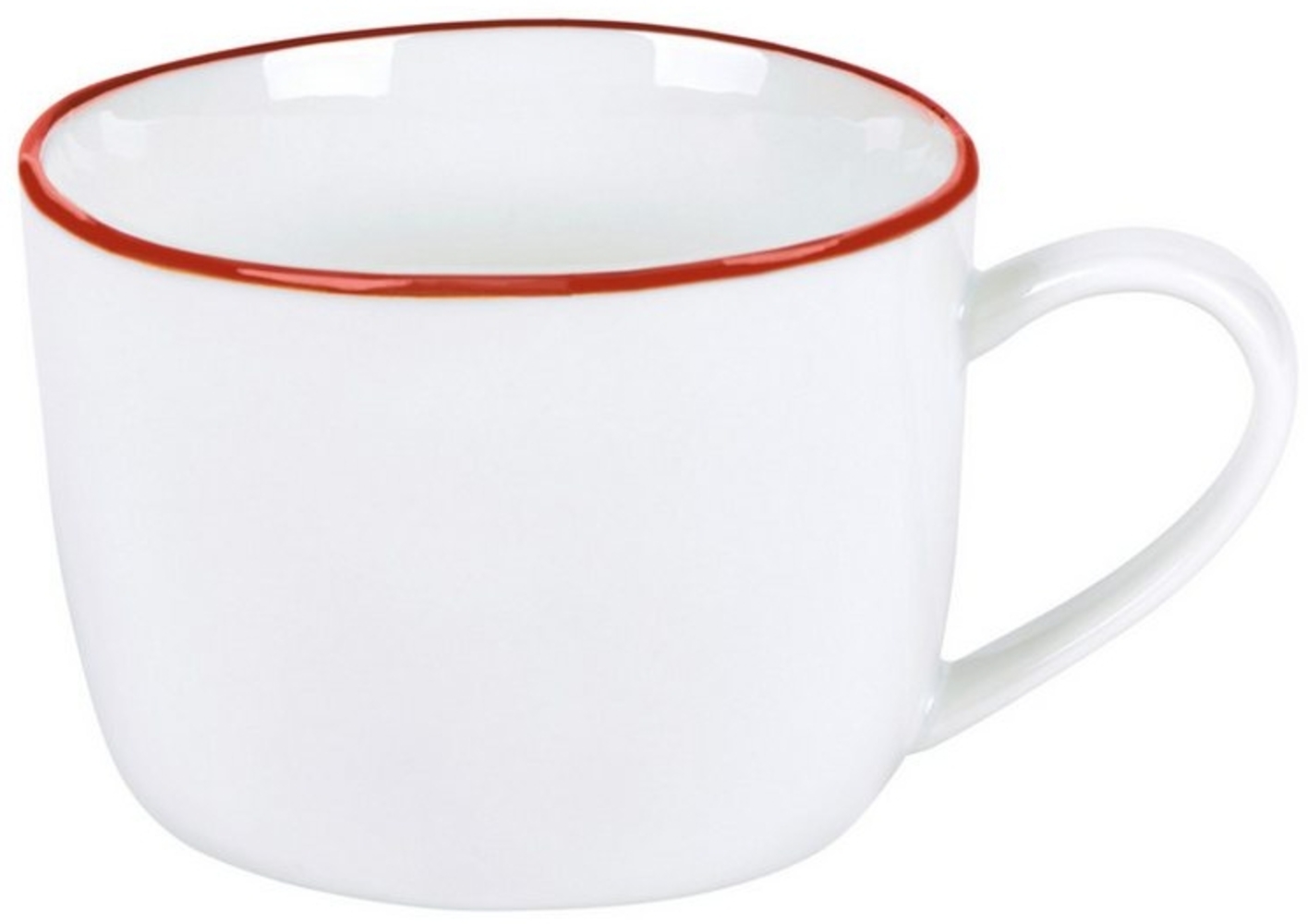 Lambert Piana Kaffee-Teetasse Porzellan, H 7 cm, D 9,5 cm, Dekor Rand weiß / rot 21405 Bild 1