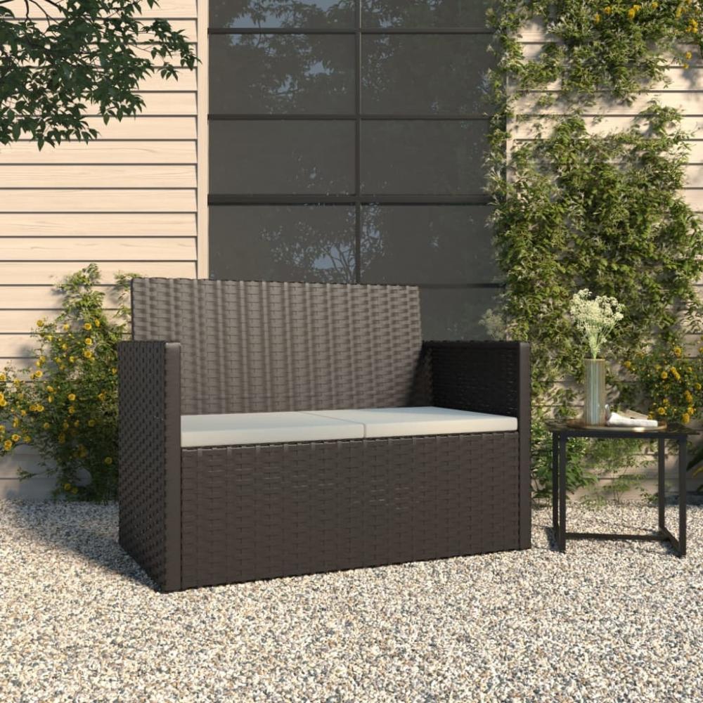 vidaXL Gartenbank mit Kissen Schwarz 105 cm Poly Rattan 362316 Bild 1