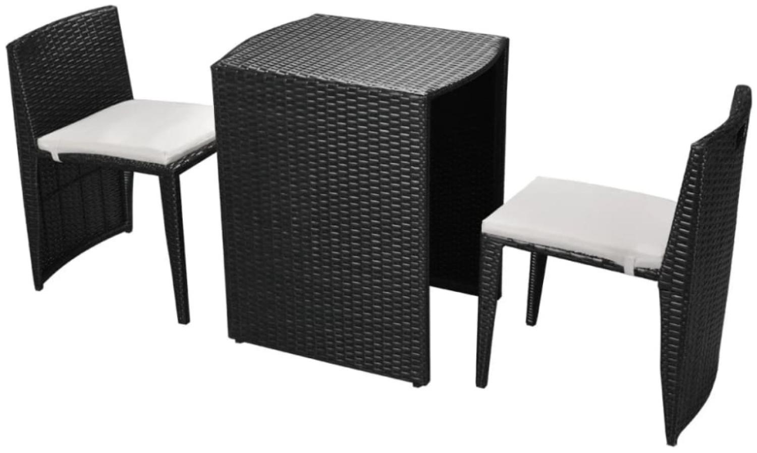 vidaXL 3-tlg. Bistro-Set mit Auflagen Poly Rattan Schwarz 42882 Bild 1
