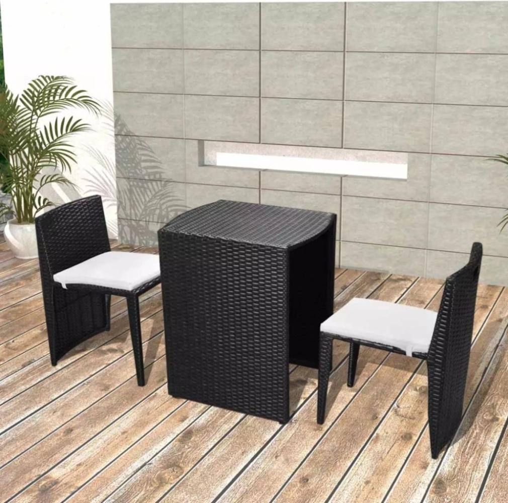 vidaXL 3-tlg. Bistro-Set mit Auflagen Poly Rattan Schwarz 42882 Bild 1