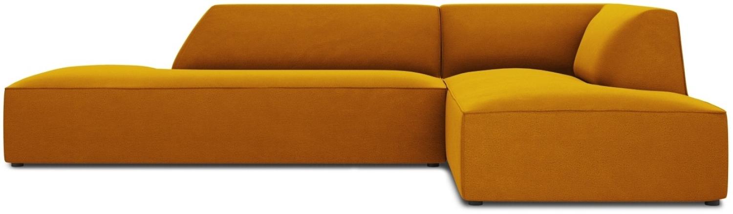 Micadoni 4-Sitzer Samtstoff Modular Ecke rechts Sofa Ruby | Bezug Yellow | Beinfarbe Black Plastic Bild 1