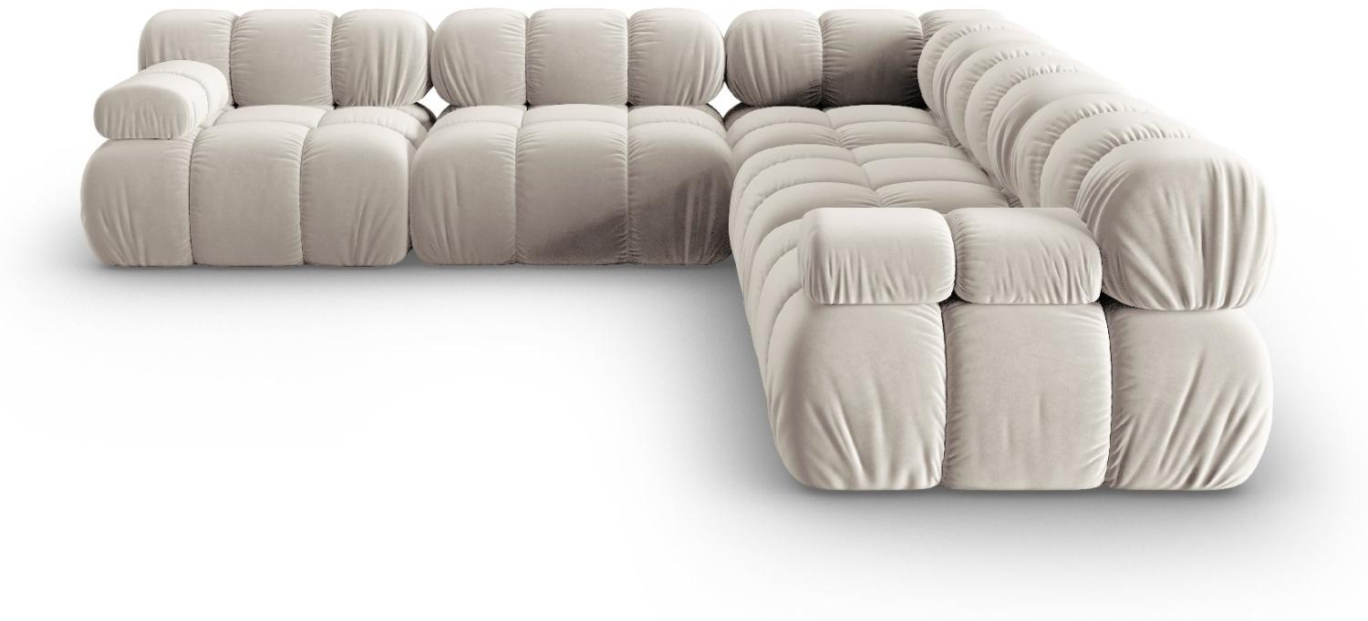 Micadoni Symmetrisches Ecksofa Bellis 5-Sitzer Samtstoff Helles Beige Bild 1