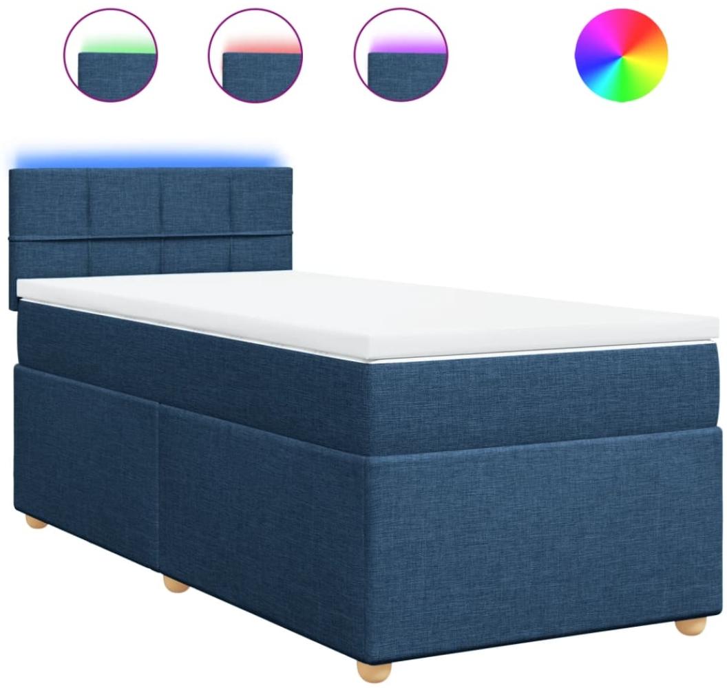 vidaXL Boxspringbett mit Matratze Blau 90x190 cm Stoff 3288841 Bild 1