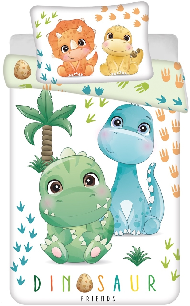 Kinder Bettwäsche mit Dino-Motiv – Bettbezug 100x135 cm & Kissenbezug 40x60 cm Bild 1