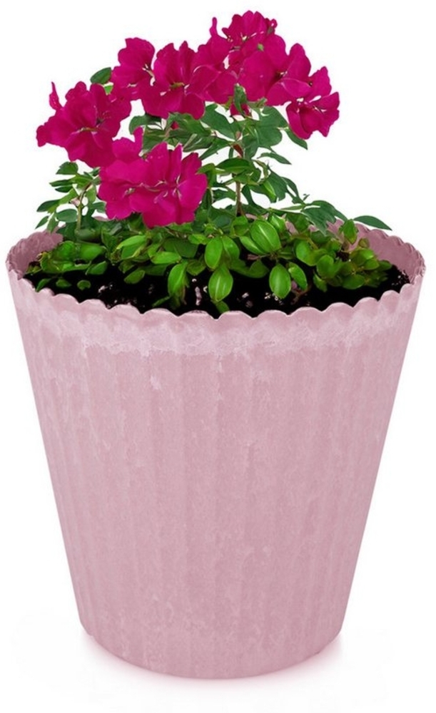 matches21 HOME & HOBBY Blumentopf Blumen-Topf alt-rosa geriffelt als Outdoor Pflanzen-Topf rund 13 cm (1 St), Pflanztopf als Wohnzimmer Übertopf und draussen Pflanzgefäß Bild 1