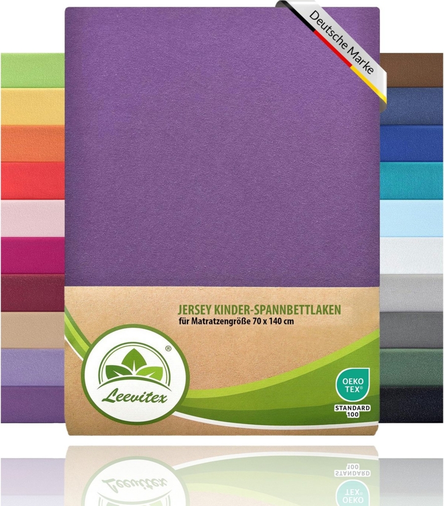 leevitex® Spannbettlaken Spannbettlaken Kinder Spannbettlaken Premium 170 g/m², Gummizug: Rundumgummizug, (1 Stück), schwer & blickdicht, 100% Baumwolle, 70 x 140 cm Bild 1