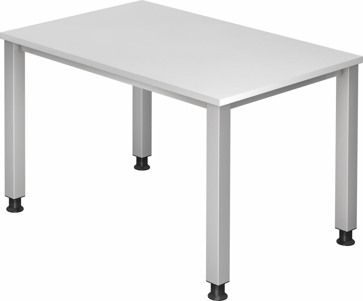 bümö manuell höhenverstellbarer Schreibtisch 120x80 cm in weiß - PC Tisch höhenverstellbar & klein, höhenverstellbarer Tisch Büro, kleiner Computertisch verstellbar, Q-Serie, QS-12-W Bild 1