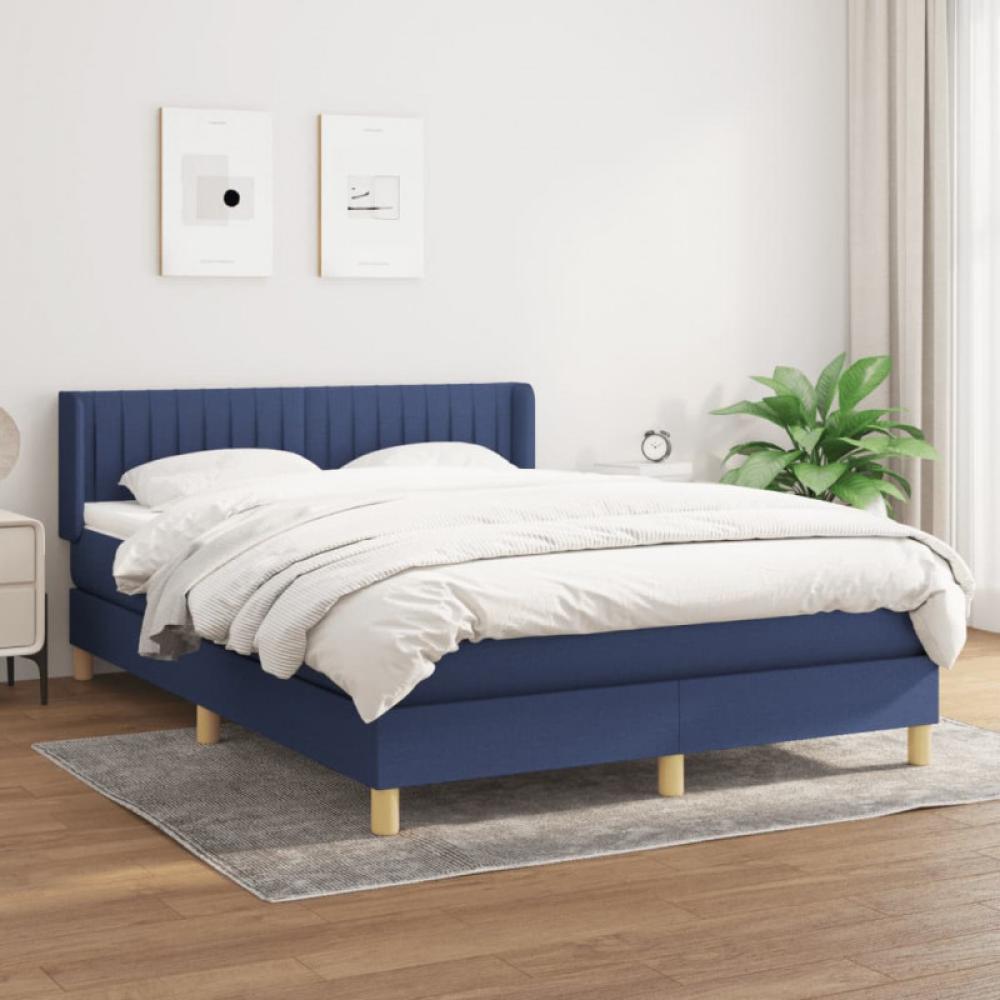 vidaXL Boxspringbett mit Matratze Blau 140x200 cm Stoff 3130439 Bild 1