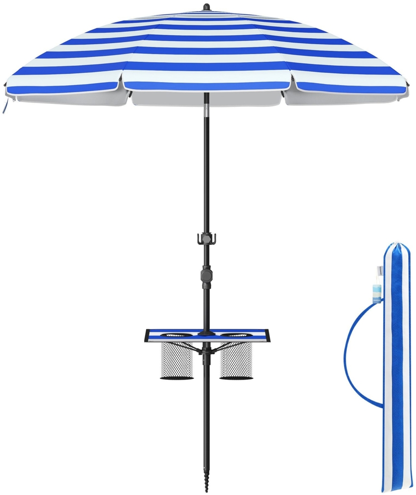 SONGMICS Sonnenschirm, Strandschirm, Sonnenschutz UPF 50+, Ablagefläche, ∅160 cm Bild 1