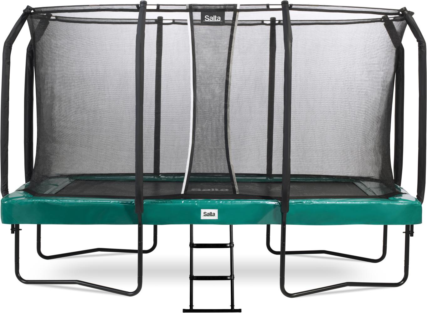 Salta 'First Class' Trampolin inkl. Sicherheitsnetz und Leiter, rechteckig, Stahl grün, 427 x 244 cm Bild 1