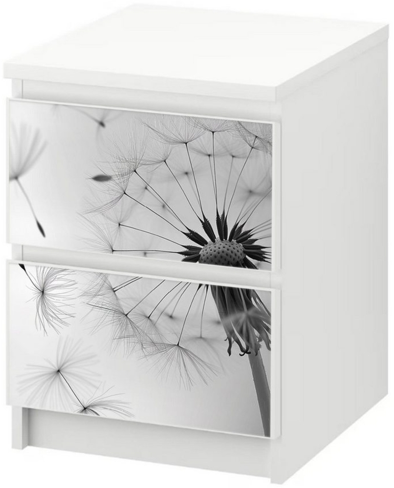 Sunnywall Möbelfolie passend für IKEA Malm Kommode Schrankfolie Aufkleber Pusteblume weiss, blasenfreie selbstklebende Folie (SCHRANK NICHT INKLUSIVE) Bild 1