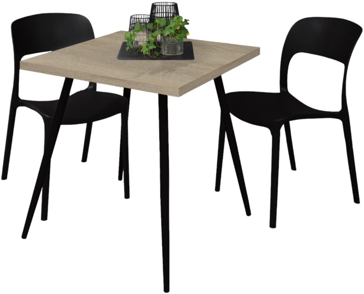 Bistrotisch Ekaterina 70x70x75 schwarz matt/eiche sägerau 14512 Bild 1