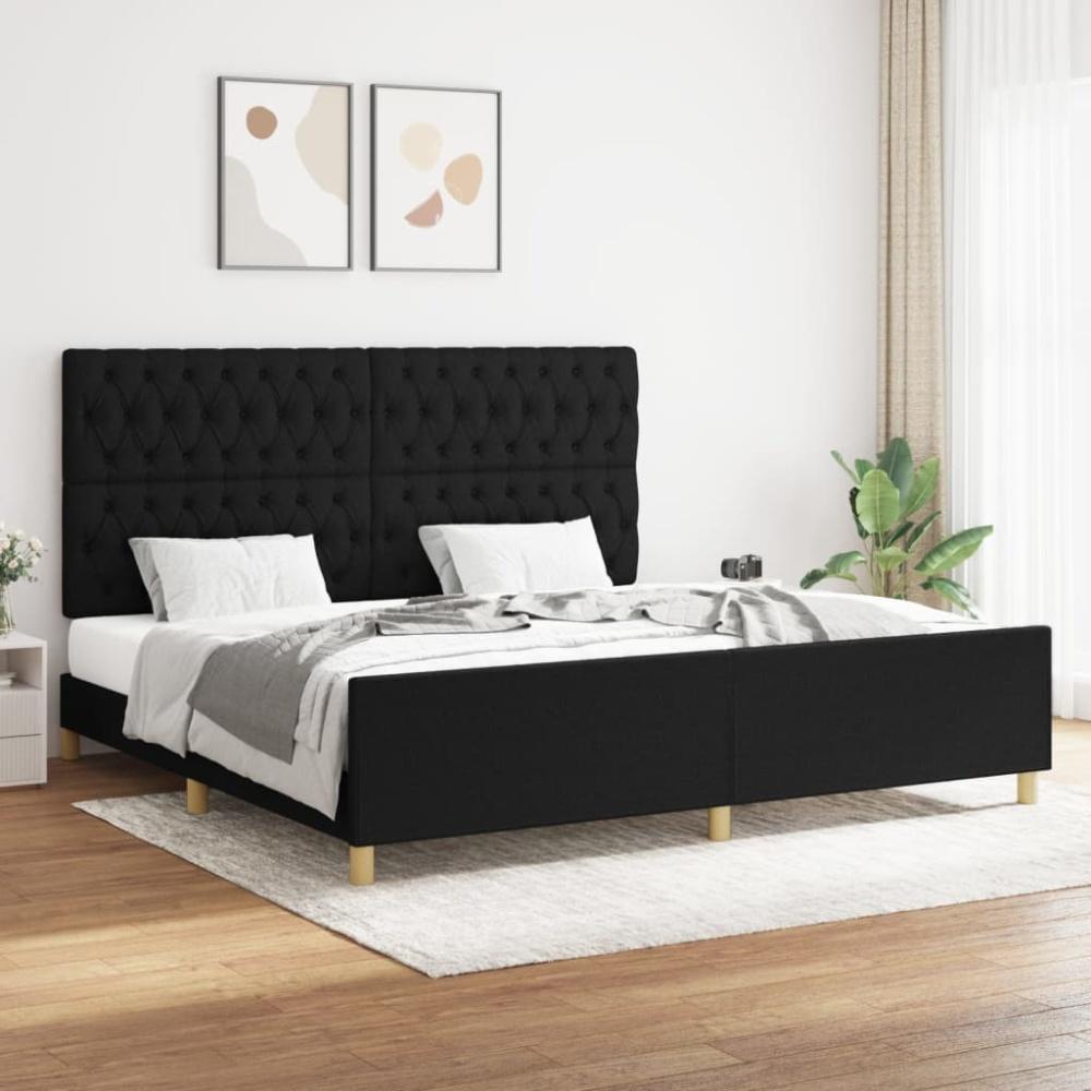 Doppelbett mit Kopfteil Stoff Schwarz 200 x 200 cm [3125326] Bild 1