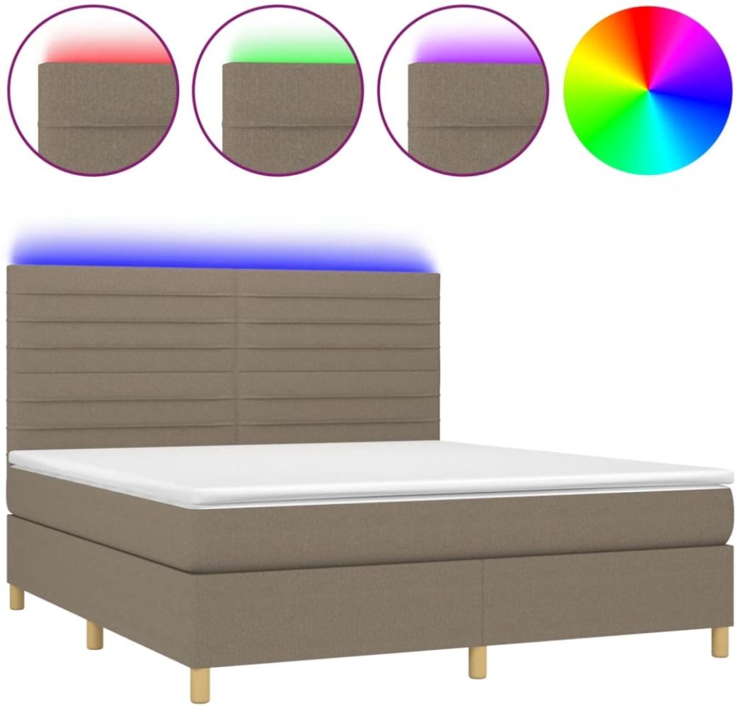 vidaXL Boxspringbett mit Matratze & LED Taupe 180x200 cm Stoff 3135537 Bild 1
