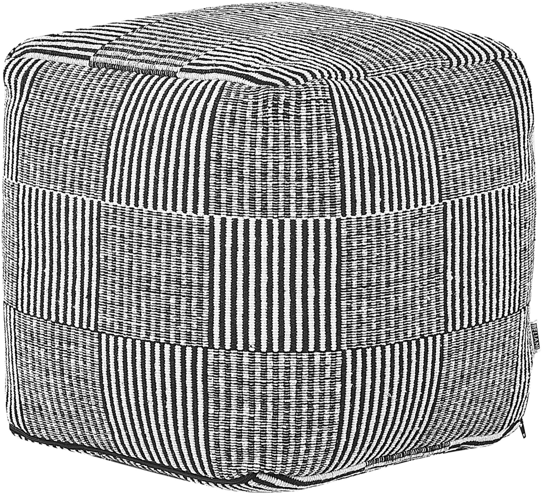 Pouf PANDRAN Schwarz-Weiß Baumwolle 40 cm 40 cm Bild 1