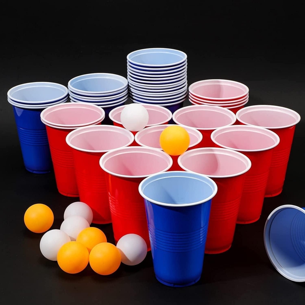 Beer Pong Becher Set 50 Becher 473ml + 5 Bälle Plastikbecher Partybecher Bild 1