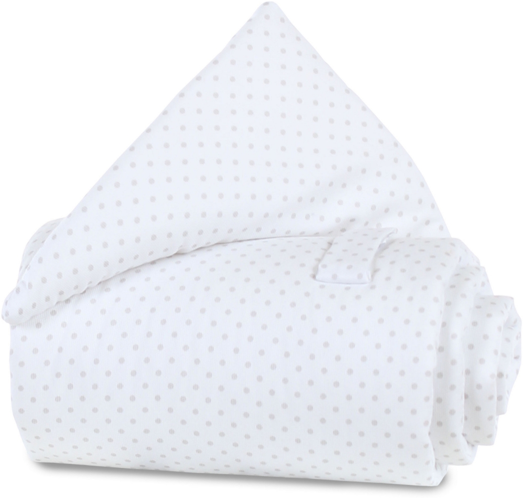 babybay Gitterschutz Piqué für Verschlussgitter alle Modelle, weiß Punkte perlgrau Bild 1