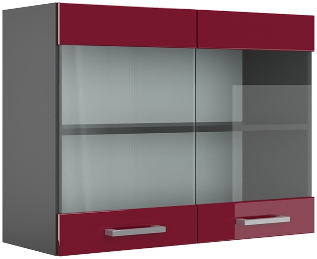 Vicco Küchenglasschrank Bordeaux Hochglanz 80 cm, R-Line Bild 1