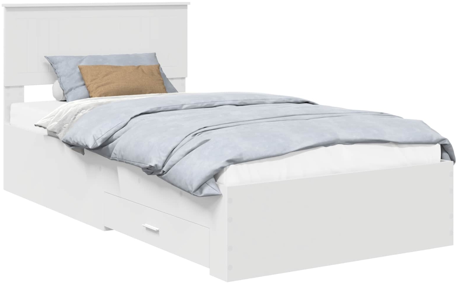 vidaXL Bettrahmen mit Kopfteil Weiß 100x200 cm Holzwerkstoff 3410931 Bild 1