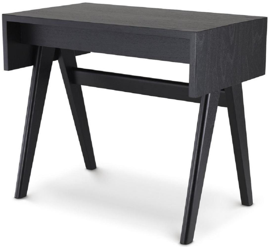 Casa Padrino Luxus Schreibtisch Schwarz 90 x 53 x H. 77 cm - Massivholz Sekretär - Bürotisch - Büro Möbel - Luxus Qualität Bild 1