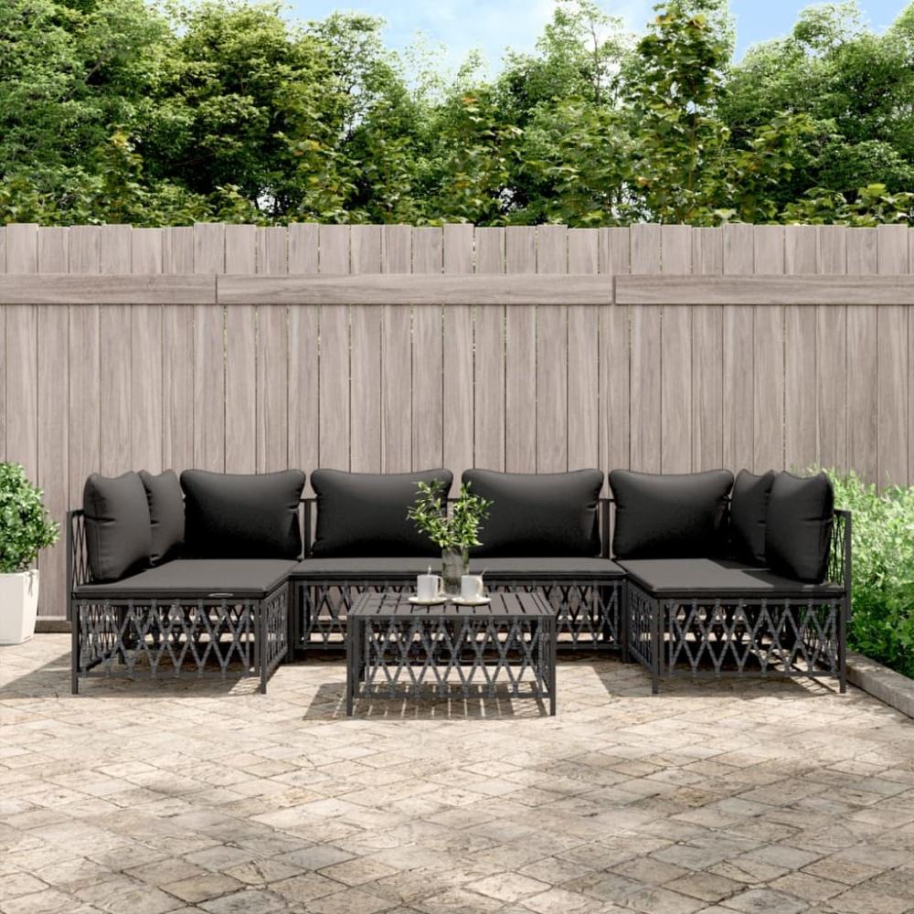 vidaXL 7-tlg. Garten-Lounge-Set mit Kissen Anthrazit Stahl 3186911 Bild 1