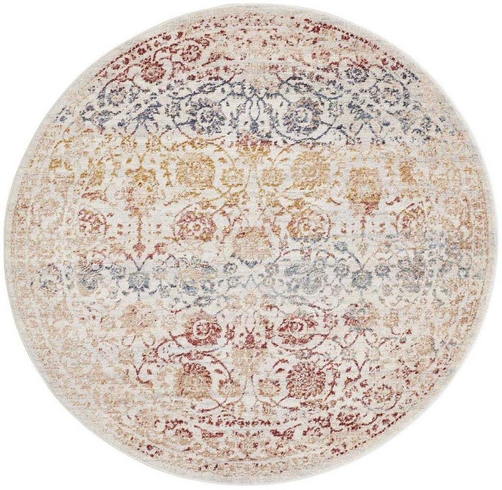 LUXOR living Teppich TAROC, Ø 133 cm, Blau, Creme, Goldgelb, Rot, rund, Höhe: 11 mm, Polyester, Maschinengewebt, mit Orientmotiv Bild 1