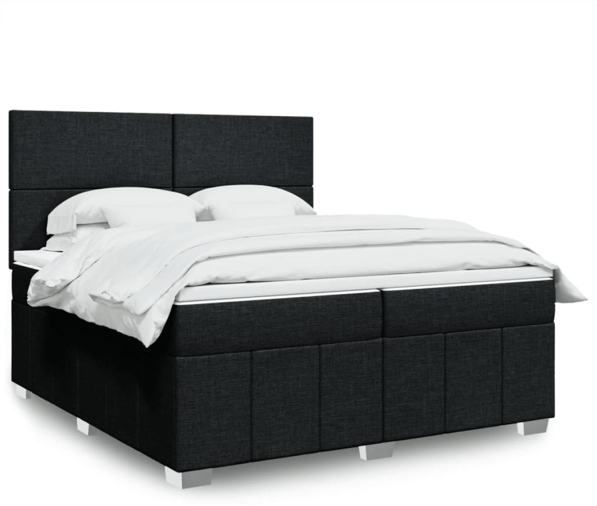 vidaXL Boxspringbett mit Matratze Schwarz 200x200 cm Stoff 3294070 Bild 1