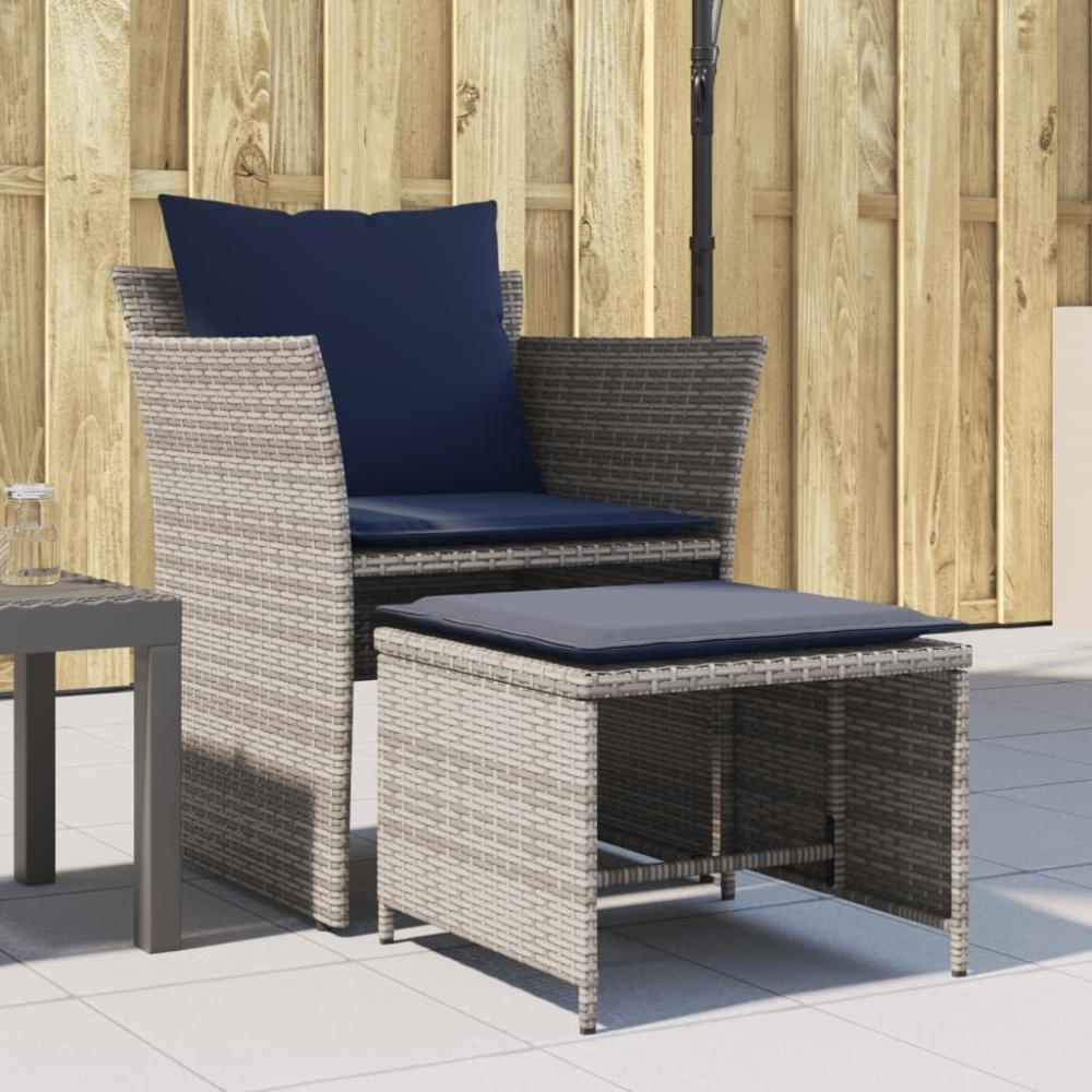 vidaXL Gartenstuhl mit Fußhocker Grau Poly Rattan 368623 Bild 1