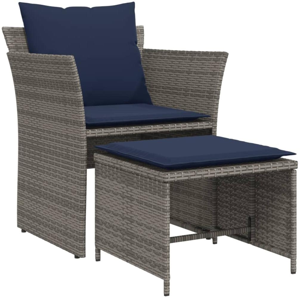 vidaXL Gartenstuhl mit Fußhocker Grau Poly Rattan 368623 Bild 1