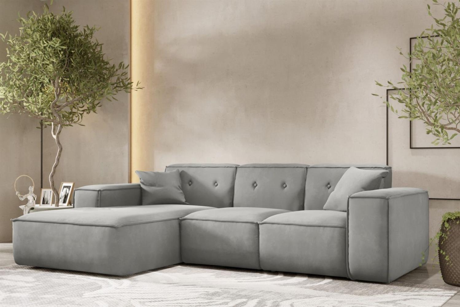 Ecksofa Designersofa CESINA Stoff Opera Velvet Steingrau Ottomane Links Bild 1