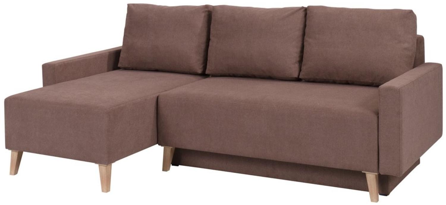 Ecksofa Schlafsofa KALMAR Braun Ottomane Links Bild 1