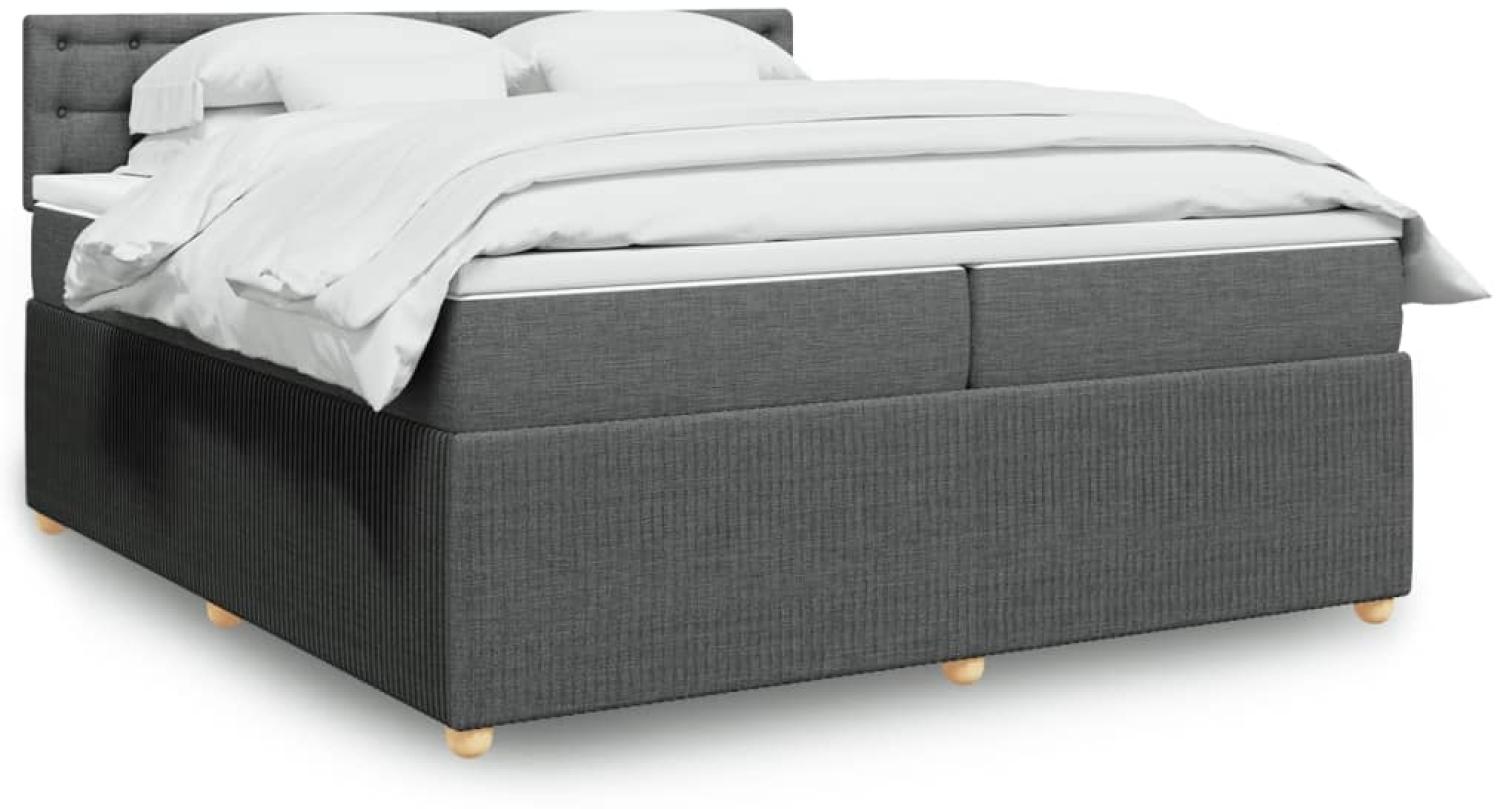 vidaXL Boxspringbett mit Matratze Dunkelgrau 200x200 cm Stoff 3287578 Bild 1