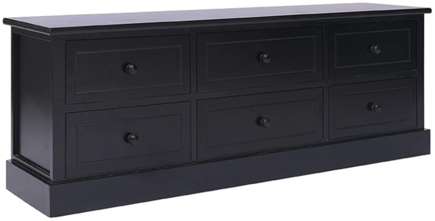 TV-Schrank Schwarz 108 x 30 x 40 cm Massivholz Paulownia [338528] Bild 1