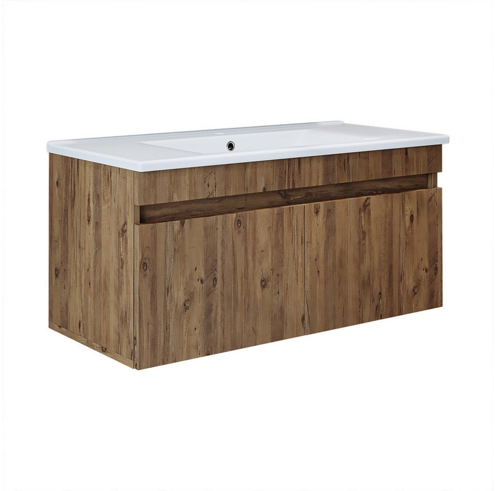 Roomart Waschbecken mit Unterschrank 100 cm • Weiß • Eiche • Weiß-Eiche • Anthrazit Eiche: eiche Bild 1