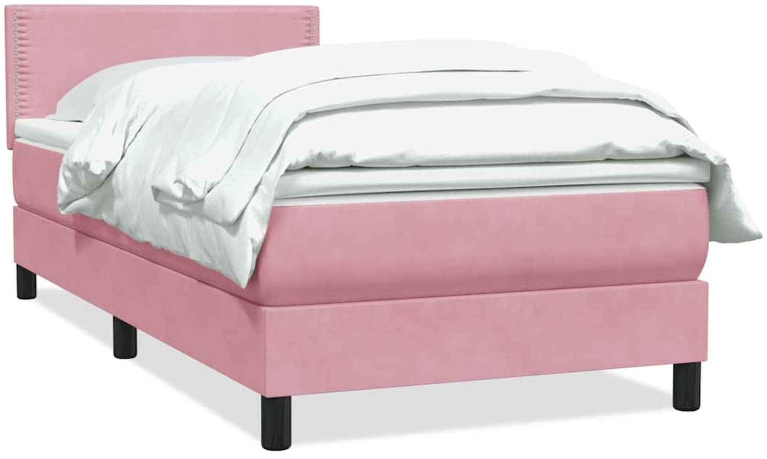 vidaXL Boxspringbett mit Matratze Rosa 100x210 cm Samt 3316106 Bild 1
