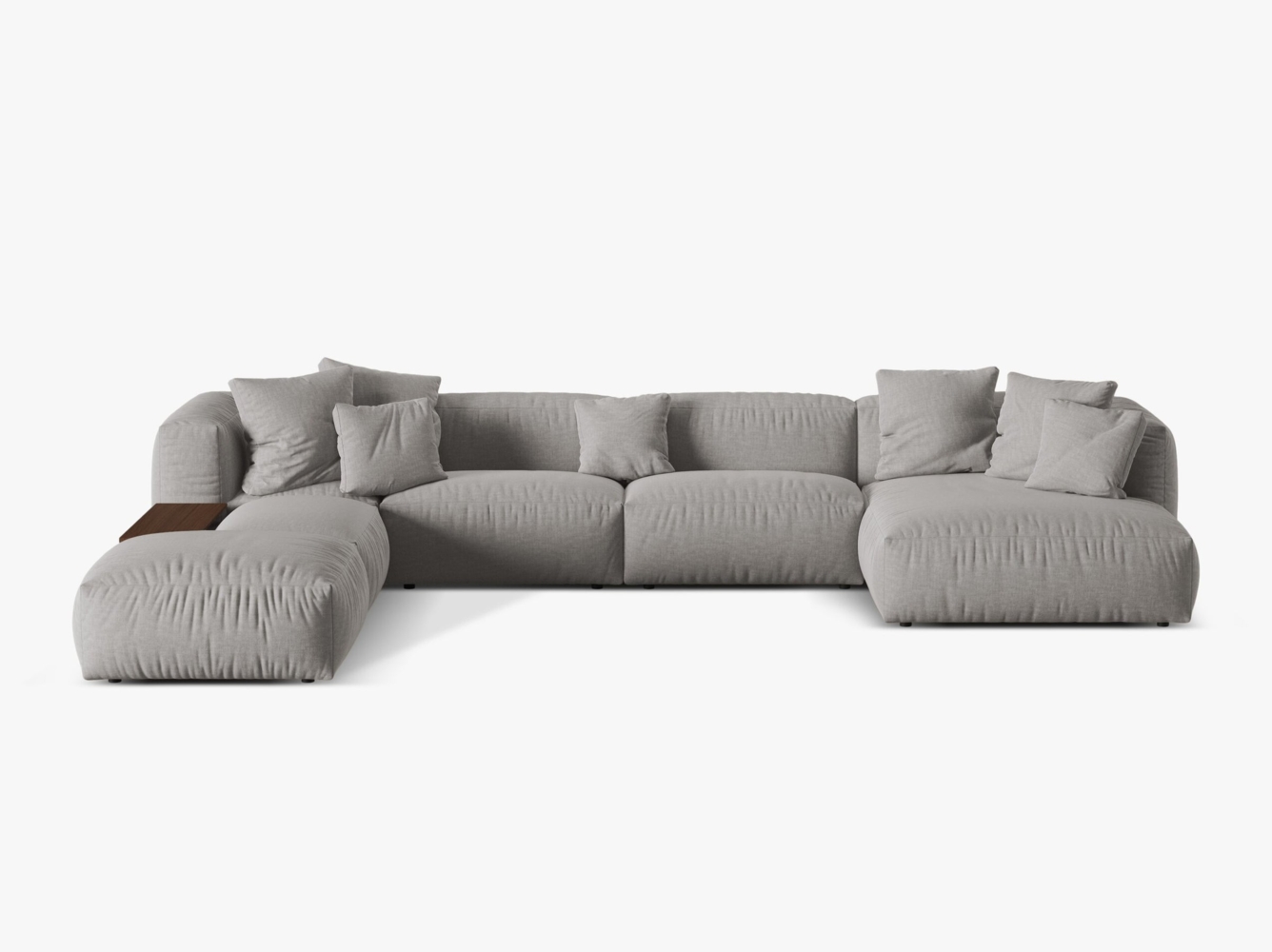 Micadoni Panorama-Ecksofa Martina 5-Sitzer Strukturierter Stoff Hellgrau Links Bild 1