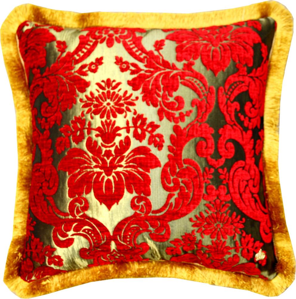 Luxus Kissen Pompöös by Casa Padrino von Harald Glööckler Elegance Collection Barock Muster Rot / Gold 50 x 50 cm - Luxuskissen Bild 1